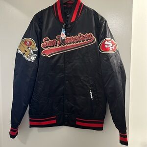 San Francisco Satin Bomber Jacket - Black & Red